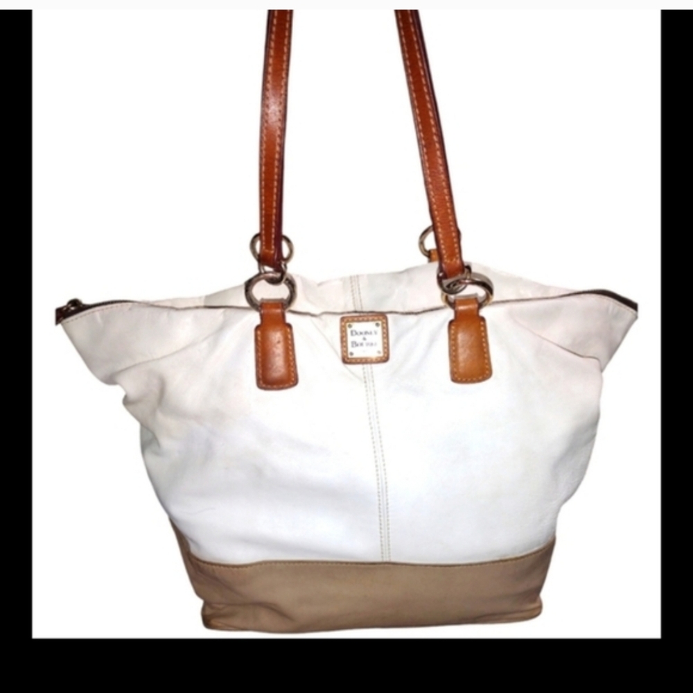Dooney & Bourke Lamb Skin Two Tone O-ring Large Shoulder Bag